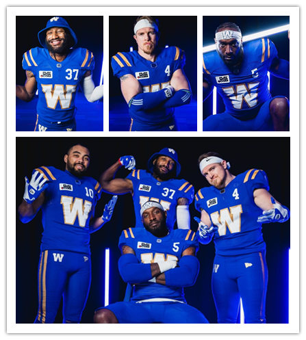 CFL Winnipeg Blue Bombers Custom 2025 New Era Alternate Blue Uniform Jersey